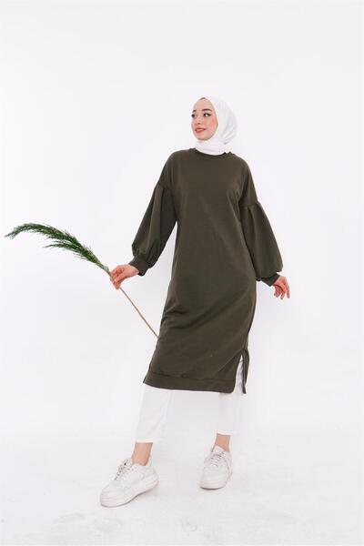 Bwest Hira Balloon Sleeve Midi Size Plain Basic Sweatshirt - 03031.005 - Khaki