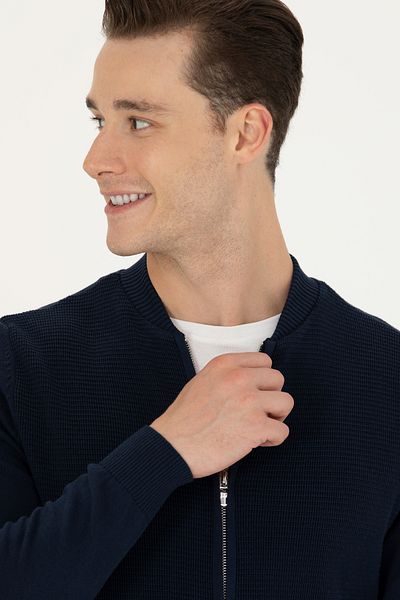 U.S. Polo Assn. Men's Navy Blue Basic Knitwear Cardigan 50269410 -Vr033