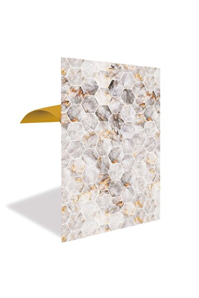 TİNK Kendinden Yapışkanlı Gold Petek Mermer Desenli Pvc Panel 41x62 Cm (4 Adet) 1 M²