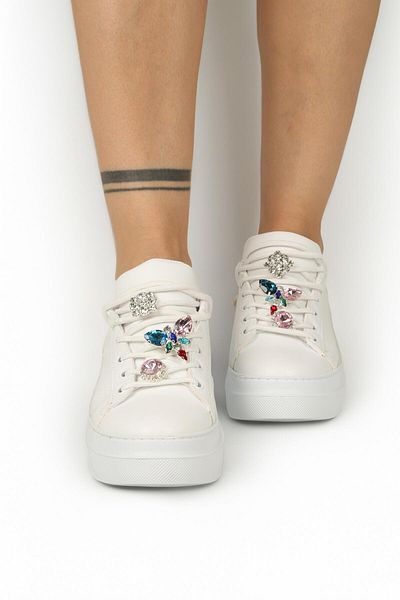 homiro Pantofi sport de damă albi - cu șireturi