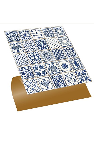 TİNK Kendinden Yapışkanlı Modern Mavi Karo Desenli Pvc Karo 30x30 Cm (4 ADET)...