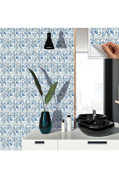 TİNK Kendinden Yapışkanlı Mavi Sarmaşık Desenli Pvc Karo 30x30 Cm (4 ADET) 0,36 M²