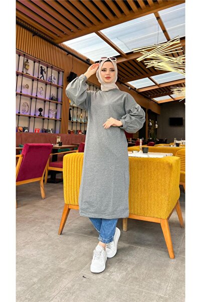 Bwest Hira Balon Kol Midi Boy Sade Basic Sweatshirt - 03031.017 - Antrasit