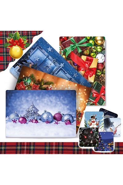 TİNK New Year 2 Patterned PVC Set of 4 Placemats 30x45 Cm