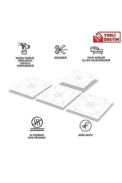 TİNK Kendinden Yapışkanlı Silinebilir Mermer 010 Desenli Pvc Karo 30x30 Cm (56 ADET) 5m2
