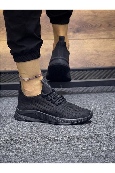 homiro Black Knitwear Women's Sports Shoes - Lace-up