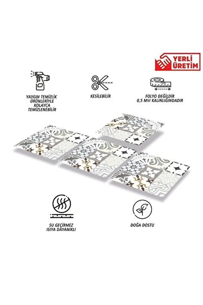 TİNK Kendinden Yapışkanlı Karma Londra Desenli Pvc Karo 30x30 Cm (4 ADET) 0,36 M2
