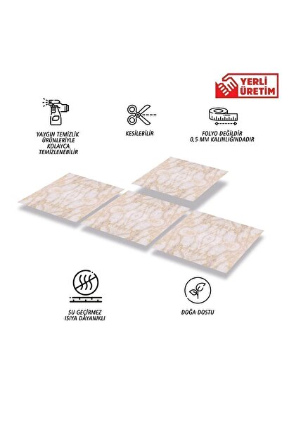 TİNK Kendinden Yapışkanlı Zemin Duvar Kaplama Mermer 019 Desenli Pvc Karo 30x30 Cm (4 ADET) 0,36 M2