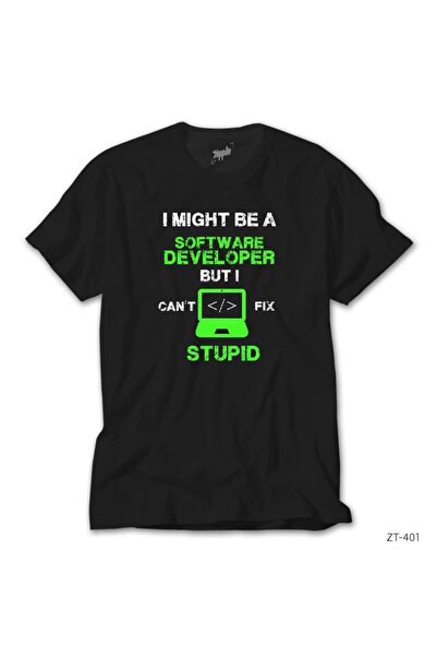 WAKHA Μπορεί να είμαι Προγραμματιστής Λογισμικού Μαύρο Μπλουζάκι Μ