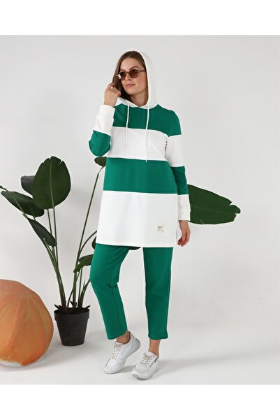 Bwest Αθλητικό σετ με κουκούλα δύο χρωμάτων με οριζόντια γραμμή - 70079.111 - Beneton Green