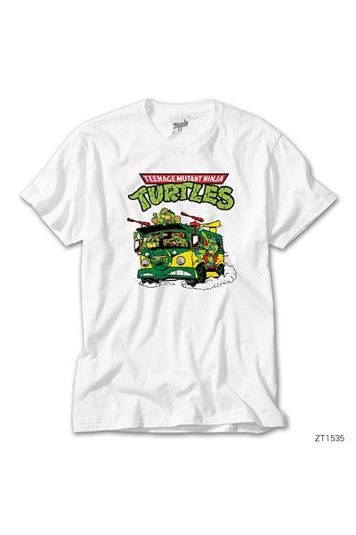 CrowsGate Ninja Turtles Team Bus White T-Shirt