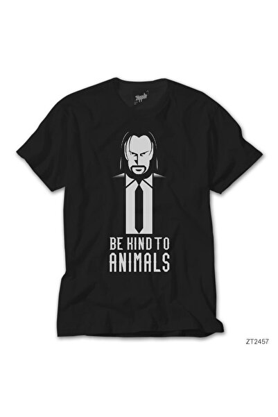 WAKHA Μαύρο μπλουζάκι John Wick Be Kind Animals