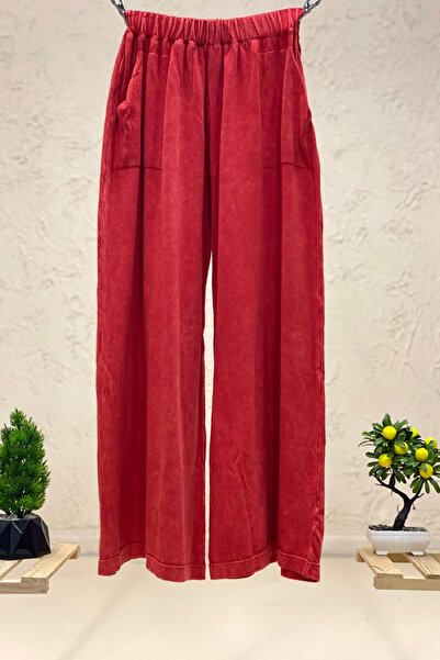 sahnemoda Yandan Cepli Bol Paça Yıkamalı Triko Pantolon