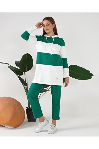 Bwest Αθλητικό σετ με κουκούλα δύο χρωμάτων με οριζόντια γραμμή - 70079.111 - Beneton Green