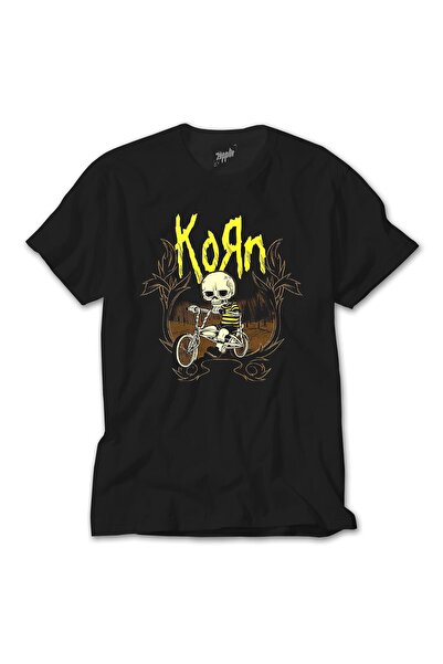 Lunas Glow Tricou negru Korn Skull