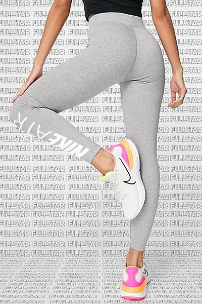 Nike Leggings Club Cotton Air - Gri, Bumbac Poliester, Leggings cu talie normală