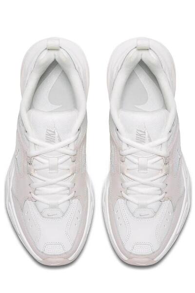 Nike M2k Tekno Leather Unisex Sneaker Hakiki Deri Spor Ayakkabı Kırık Beyaz Yükseklik 4cm