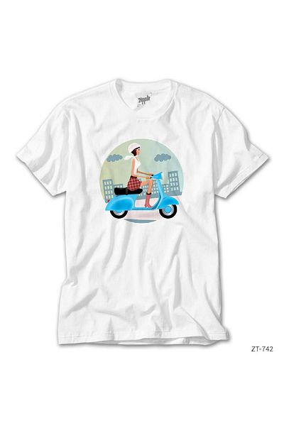 CrowsGate Scooter Girl Vespa White T-Shirt