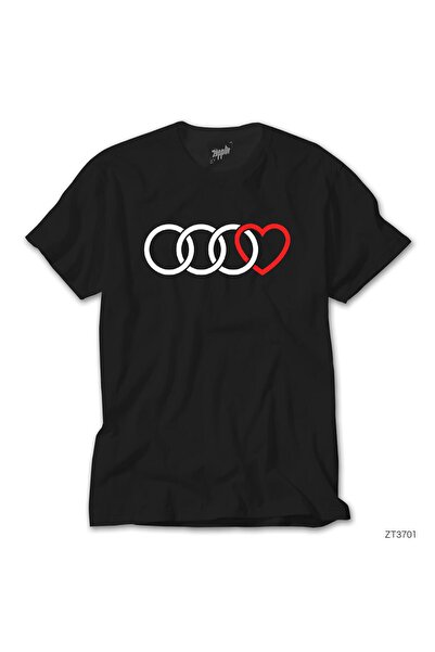 WAKHA Tricou negru Audi Rings Hearth