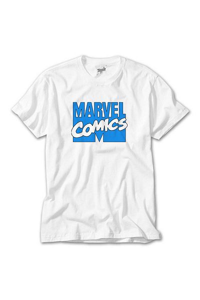 CrowsGate Marvel Comics Blue Logo White T-Shirt