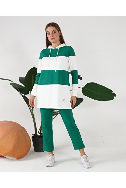 Bwest Αθλητικό σετ με κουκούλα δύο χρωμάτων με οριζόντια γραμμή - 70079.111 - Beneton Green
