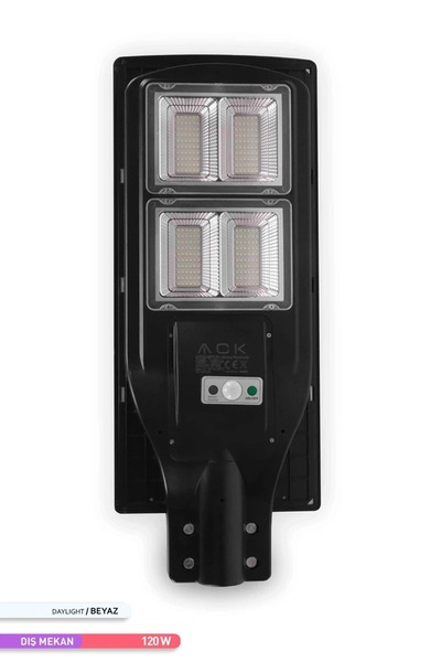 ACK 240 Led Li Led Solar Sokak Armatürü Siyah Kasa 6500k Beyaz Işık 3.2v 120w