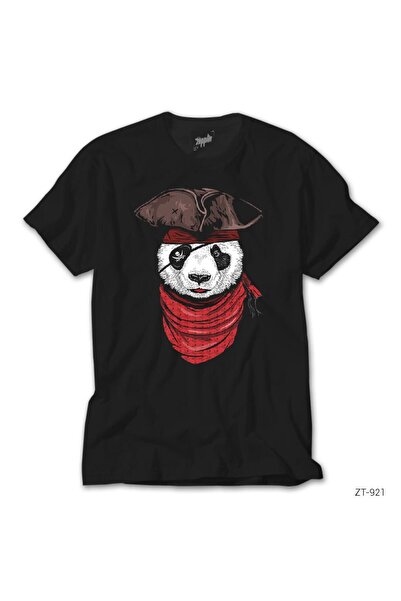 WAKHA Μαύρο μπλουζάκι Panda Pirate