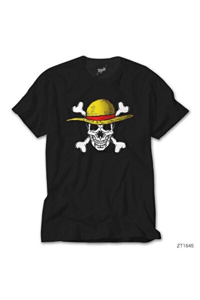 WAKHA Μπλουζάκι One Piece με Πειρατικό Κρανίο σε Μαύρο