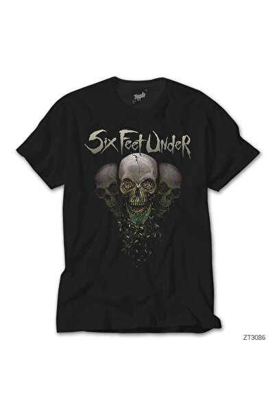 WAKHA Tricou negru Six Feet Under Skulls
