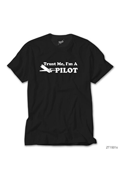 WAKHA Tricou negru Trust Me I am Pilot