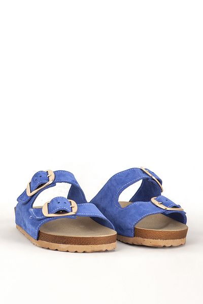 Dericlub Zy 7543 Saxblue - Καθημερινές άνετες γυναικείες παντόφλες με διπλό λουράκι και αγκράφα