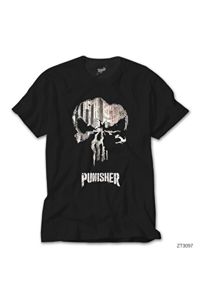 WAKHA Tricou negru Punisher Confident
