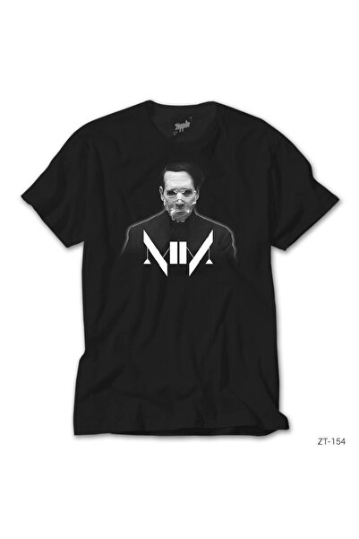 WAKHA مارلين مانسون أيقونة تي شيرت أسود S