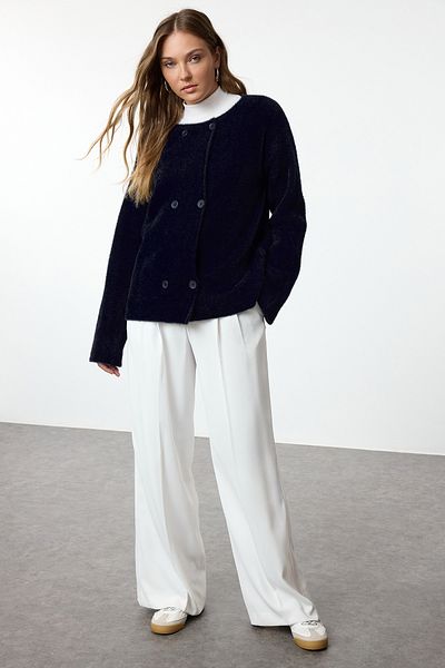 Trendyol Collection Sötétkék kötöttáru kardigán - Feather Coat Look, Twoaw25hi00188
