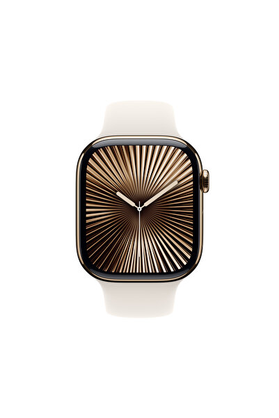 Apple Watch Series 10 GPS + Cellular 42mm Altın Sarısı Titanyum Kasa + Yıldız Işığı Spor Kordon - S/M