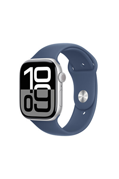 Apple Watch Series 10 GPS 42mm Gümüş Alüminyum Kasa + Kot Rengi Spor Kordon -...