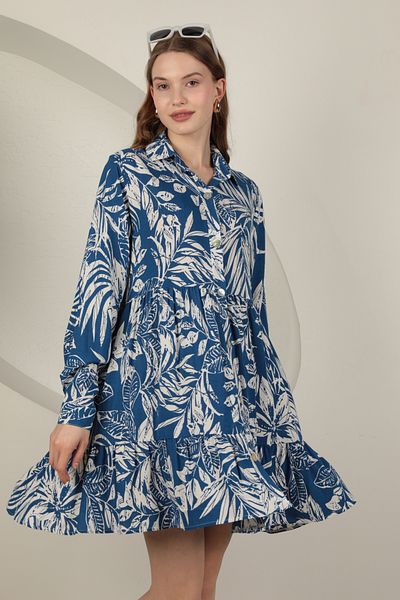 Trendyol Collection Rochie țesătă cu imprimeu floral mini albastru - TWOAW25EL00585