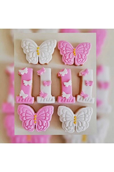 telaşe memuru 15 Adet Kelebek Temalı Butik Kurabiye 1.2.3.4.5.6.7 Yaş Doğum G...