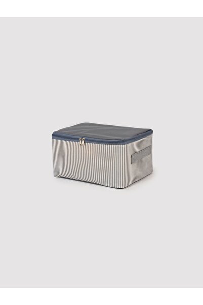 NACAREV 4 Adet Küçük Boy Antrasit Çizgili Baza Altı Valiz Düzenleyici Organizer Seyahat Hurcu 30x20x15 Cm