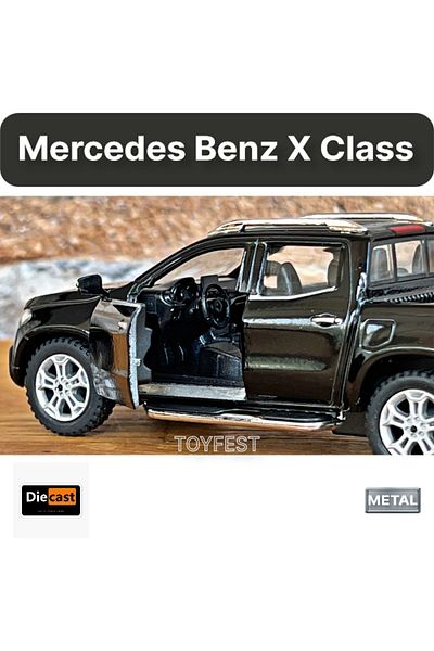 TOYFEST مرسيدس - بنز X - فئة X - قالب سحب القالب المسقط - نموذج سيارة معدنية مصبوبة بأبواب مفتوحة - أسود 11.5 سم
