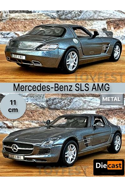 TOYFEST مرسيدس - بنز SLS AMG من مرسيدس - نموذج سيارة معدنية مصبوبة بأبواب مفتوحة - مدخن 11.5 سم
