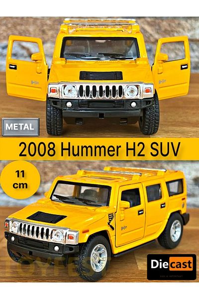 TOYFEST 2008 هامر H2 SUV سحب قطرة يموت - نموذج سيارة معدني مع أبواب مصبوبة قابلة للفتح - أصفر 11.5 سم