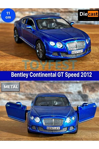 TOYFEST 2012 بنتلي كونتيننتال جي تي سبيد سحب قطرة أبواب قابلة للفتح موديل سيارة معدنية - أزرق 11.5 سم