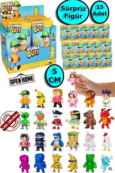 TOYFEST مجموعة المفاجآت Stumble Guys - 15 قطعة قصيرة - 5 سم