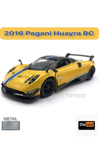 TOYFEST 2016 Pagani Huayra BC سحب قطرة يموت - نموذج سيارة معدني مع أبواب قابلة للفتح - أصفر 12.5 سم