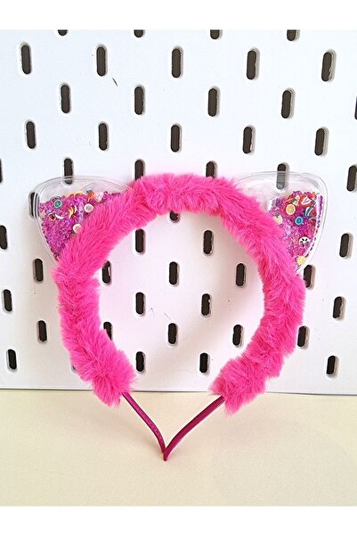 TOYFEST Πολύχρωμο βελούδινο στέμμα πάρτι με αυτιά γάτας με χάντρες - ΣΚΟΥΡΟ ΡΟΖ - Δεν περιλαμβάνει κούκλα