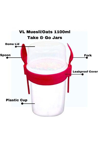 TOYFEST BPA Free Food Food Food & Breakfast with Fork & Spoon Lid Yogurt Muesli Salad Fruit Storage Container