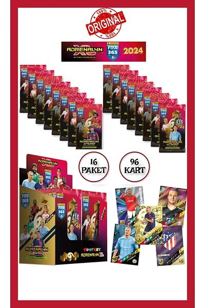 TOYFEST بطاقات لاعب كرة القدم Panini Adrenalyn Fifa 365 - 2024 الرسمية (16 حزمة)