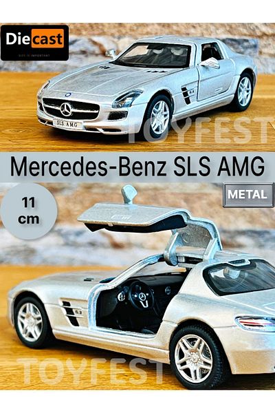 TOYFEST مرسيدس - بنز SLS AMG سحب قطرة يموت - نموذج سيارة معدني مع أبواب قابلة للفتح - معدني 11.5 سم