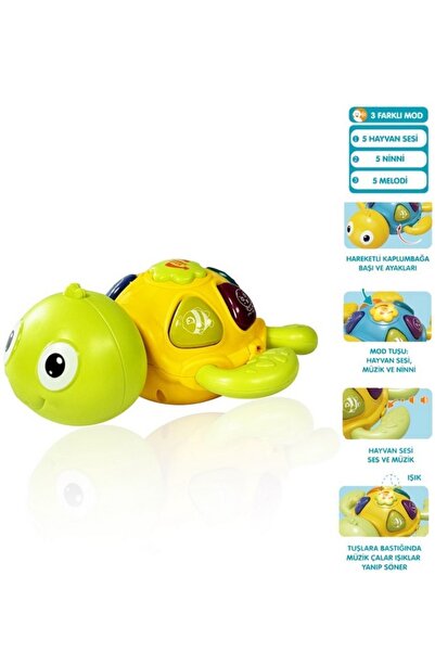 TOYFEST Deniz Canlıları Sesi Çıkaran Işıklı Müzikli Kaplumbağa İnteraktif Bebek Eğitici Tuşlu Oyuncak Yeşil